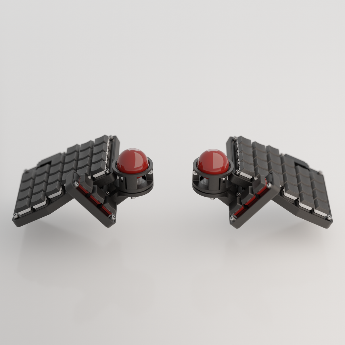 Crosses split ergonomic keyboard with 26.5 degree tenting and trackball