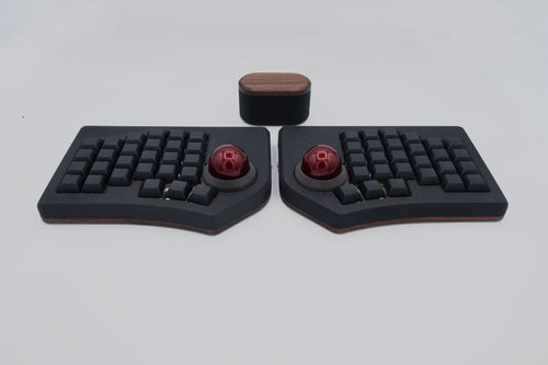 Levels54 wireless ergonomic split keyboard with dual trackballs - top view